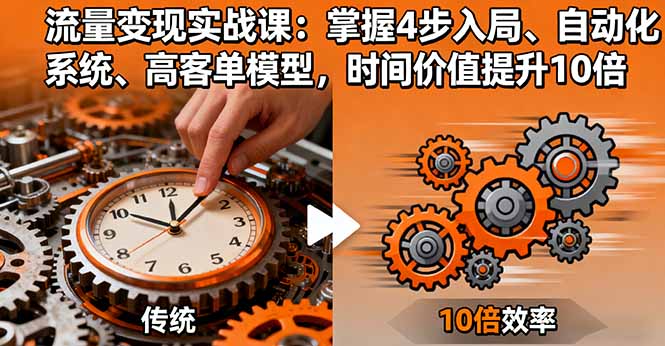 流量变现实战课：掌握4步入局、自动化系统、高客单模型，时间价值提升10倍-保成圈-山云人力,分享创业咨询_最新网络项目资源