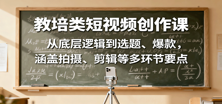 教培类短视频创作课：从底层逻辑到选题、爆款，涵盖拍摄、剪辑等多环节要点-保成圈-山云人力,分享创业咨询_最新网络项目资源