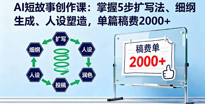 AI短故事创作课：掌握5步扩写法、细纲生成、人设塑造，单篇稿费2000+-保成圈-山云人力,分享创业咨询_最新网络项目资源
