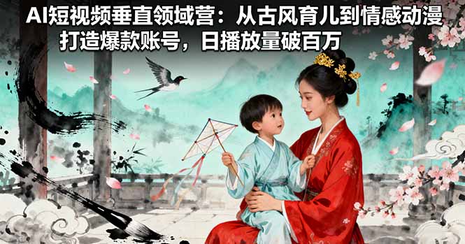 AI短视频垂直领域营：从古风育儿到情感动漫，打造爆款账号,日播放量破百万-保成圈-山云人力,分享创业咨询_最新网络项目资源