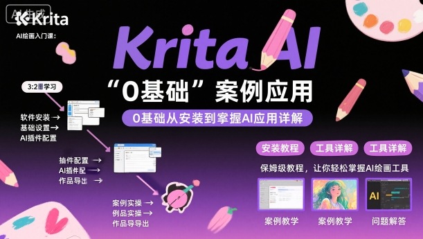 Krita AI绘画入门课，0基础从安装到案例应用krita AI使用详解-保成圈-山云人力,分享创业咨询_最新网络项目资源
