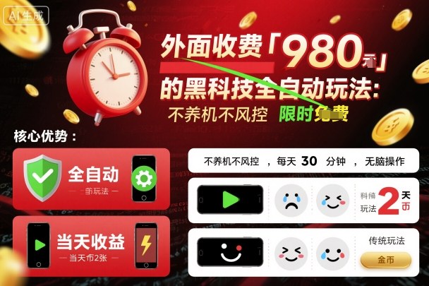 外面收费980的黑科技全自动玩法，不养机不风控，每天30分钟，无脑操作，当天收益2张【揭秘】-保成圈-山云人力,分享创业咨询_最新网络项目资源