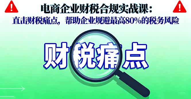 电商企业财税合规实战课，直击财税痛点，帮助企业规避最高80%的税务风险-保成圈-山云人力,分享创业咨询_最新网络项目资源