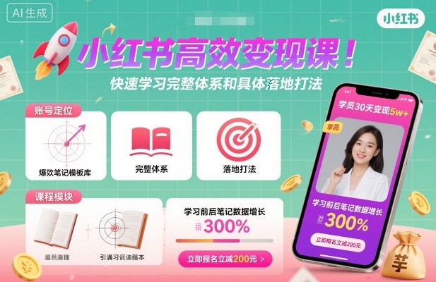 小红书高效变现课，快速学习小红书完整体系和具体落地打法-保成圈-山云人力,分享创业咨询_最新网络项目资源