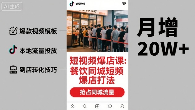 短视频爆店课，餐饮同城短视频爆店打法-保成圈-山云人力,分享创业咨询_最新网络项目资源