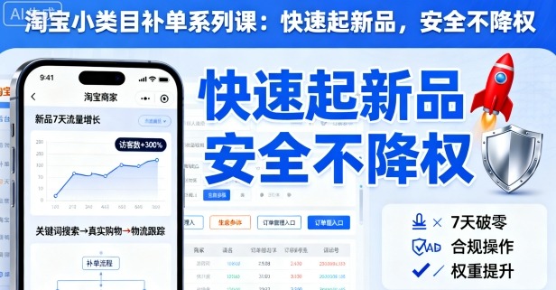 淘宝小类目补单系列课，快速起新品，安全不降权-保成圈-山云人力,分享创业咨询_最新网络项目资源