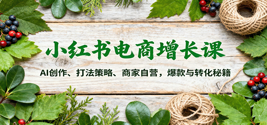 小红书电商增长课：AI创作、打法策略、商家自营，爆款与转化秘籍-保成圈-山云人力,分享创业咨询_最新网络项目资源