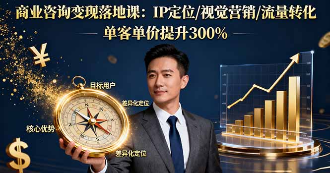 商业咨询变现落地课：IP定位/视觉营销/流量转化，单客单价提升300%-保成圈-山云人力,分享创业咨询_最新网络项目资源