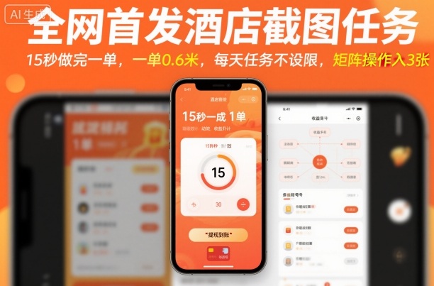 全网首发酒店截图任务，15秒做完一单，一单0.6米，每天任务不设限，矩阵操作日入3张【揭秘】-保成圈-山云人力,分享创业咨询_最新网络项目资源