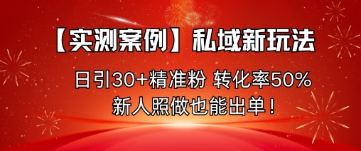 【实测案例】私域新玩法，日引30+精准粉，转化率50%，新人照做也能出单！-保成圈-山云人力,分享创业咨询_最新网络项目资源