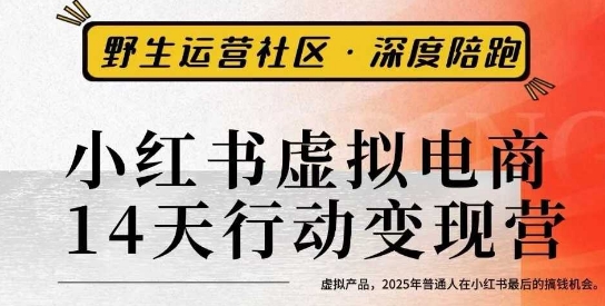 小红书虚拟电商14天变现训练营3.0，​虚拟产品，2025年普通人在小红书最后的搞钱机会-保成圈-山云人力,分享创业咨询_最新网络项目资源