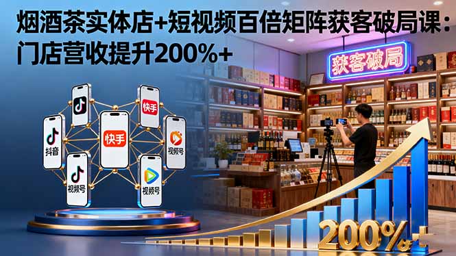 烟酒茶实体店+短视频百倍矩阵获客破局课：门店营收提升200%+-保成圈-山云人力,分享创业咨询_最新网络项目资源