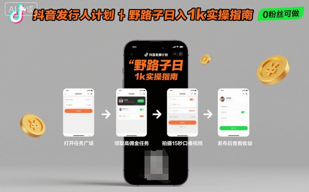 抖音发行人计划全新野路子玩法，随时随地，只要有手机，就能操作，日入1k+【揭秘】-保成圈-山云人力,分享创业咨询_最新网络项目资源