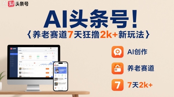 AI头条号，7天狂撸2k+，做养老赛道，新风口新玩法-保成圈-山云人力,分享创业咨询_最新网络项目资源