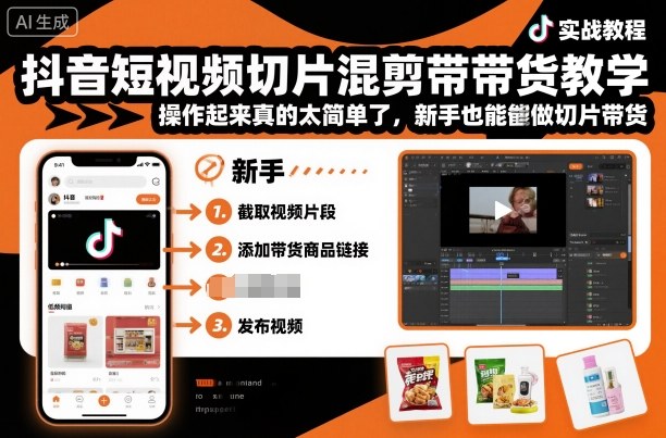 抖音短视频切片混剪带货教学，操作起来真的太简单了，新手也能做切片带货-保成圈-山云人力,分享创业咨询_最新网络项目资源