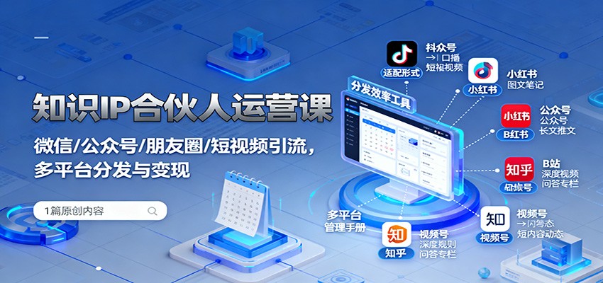 知识IP合伙人运营课：微信/公众号/朋友圈/短视频引流，多平台分发与变现-保成圈-山云人力,分享创业咨询_最新网络项目资源