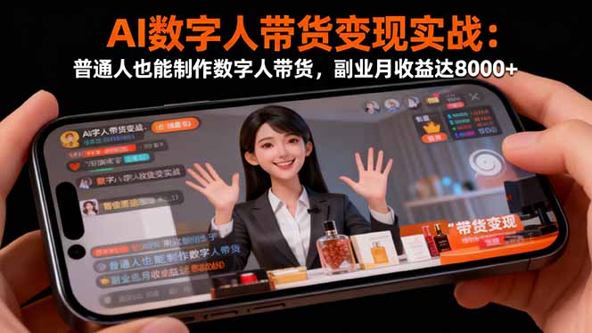 AI数字人带货变现实战：普通人也能制作数字人带货，副业月收益达8000+-保成圈-山云人力,分享创业咨询_最新网络项目资源