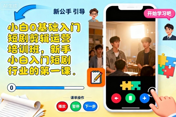 小白0基础入门短剧剪辑运营培训班，新手小白入门短剧行业的第一课-保成圈-山云人力,分享创业咨询_最新网络项目资源