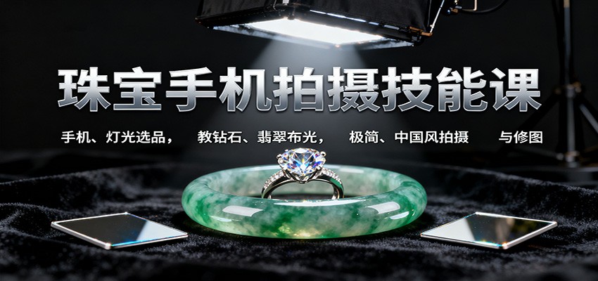 珠宝手机拍摄技能课:手机、 灯光选品，教钻石、翡翠布光，极简、中国风拍摄与修图-保成圈-山云人力,分享创业咨询_最新网络项目资源