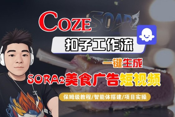 Coze扣子智能体工作流一键生成“SORA2美食广告“短视频，全流程保姆级教学-保成圈-山云人力,分享创业咨询_最新网络项目资源