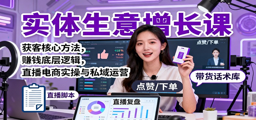 实体生意增长课：获客核心方法，赚钱底层逻辑，直播电商实操与私域运营-保成圈-山云人力,分享创业咨询_最新网络项目资源