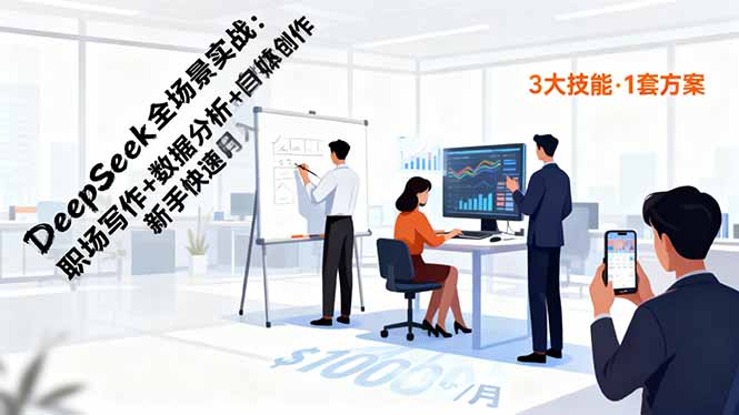DeepSeek全场景实战：职场写作+数据分析+自媒体创作，新手快速月入过万-保成圈-山云人力,分享创业咨询_最新网络项目资源