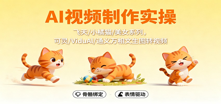 AI视频制作实操，飞天/小橘猫/美女系列，可灵/ViduAl/通义万相文生图转视频-保成圈-山云人力,分享创业咨询_最新网络项目资源