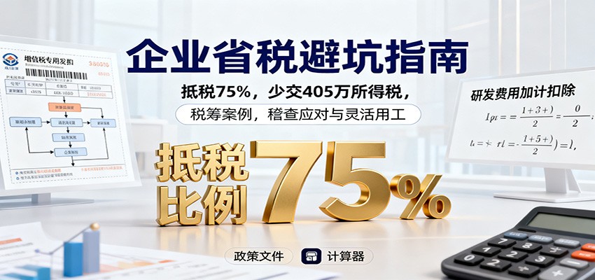 企业省税避坑指南：抵税75%，少交405万所得税，税筹案例，稽查应对与灵活用工-保成圈-山云人力,分享创业咨询_最新网络项目资源