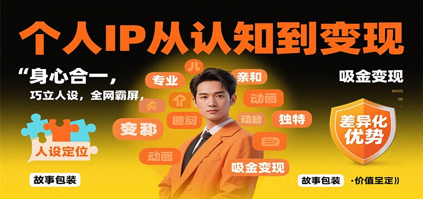 个人IP从认知到变现，身心合一，巧立人设，全网霸屏，吸金变现-保成圈-山云人力,分享创业咨询_最新网络项目资源