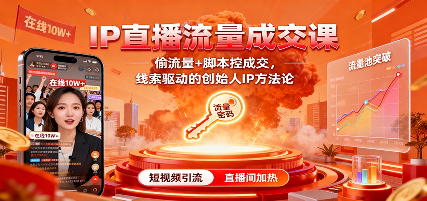IP直播流量成交课：偷流量+脚本控成交，线索驱动的创始人IP方法论-保成圈-山云人力,分享创业咨询_最新网络项目资源