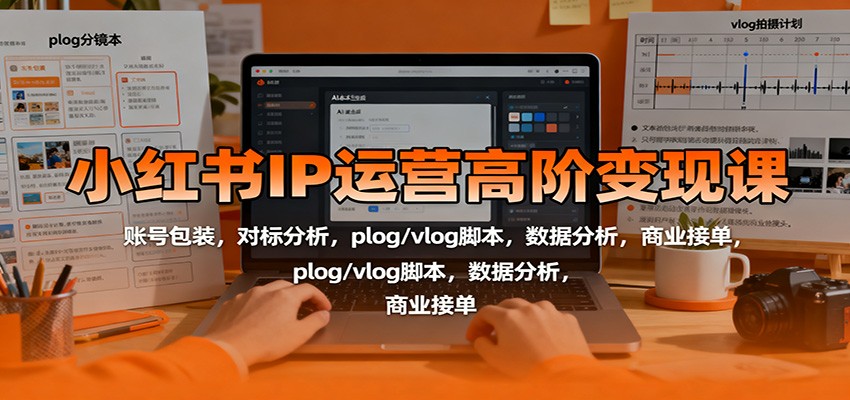 小红书IP运营高阶变现课：账号包装，对标分析，plog/vlog脚本，数据分析，商业接单-保成圈-山云人力,分享创业咨询_最新网络项目资源