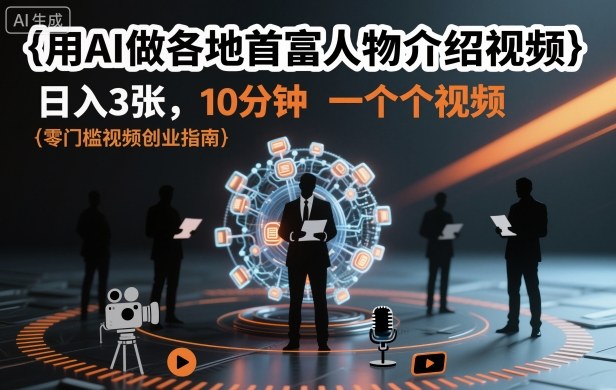 用AI做各地首富人物介绍视频，日入3张，10分钟一个视频-保成圈-山云人力,分享创业咨询_最新网络项目资源