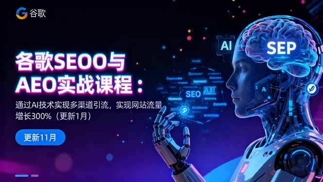 谷歌SEO与AEO实战课程：通过AI技术实现多渠道引流，实现网站流量增长300%-保成圈-山云人力,分享创业咨询_最新网络项目资源