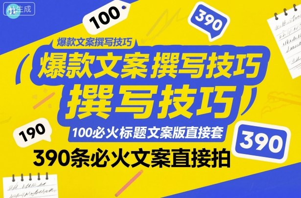 爆款文案撰写技巧，100个必火标题文案模版直接套，390条必火文案直接拍-保成圈-山云人力,分享创业咨询_最新网络项目资源