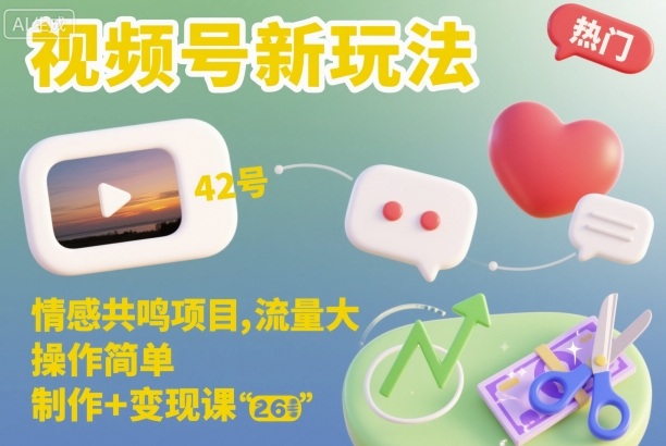 视频号新玩法，情感共鸣项目，流量大，操作简单，制作+变现课-保成圈-山云人力,分享创业咨询_最新网络项目资源