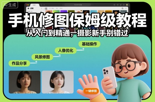 手机修图保姆级教程，从入门到精通，摄影新手别错过-保成圈-山云人力,分享创业咨询_最新网络项目资源