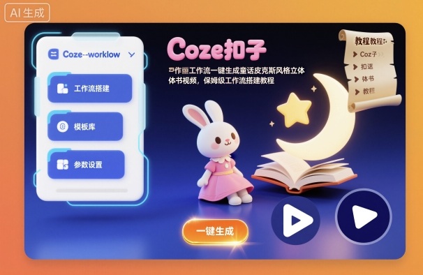 Coze扣子工作流一键生成童话皮克斯风格立体书视频，保姆级工作流搭建教程-保成圈-山云人力,分享创业咨询_最新网络项目资源