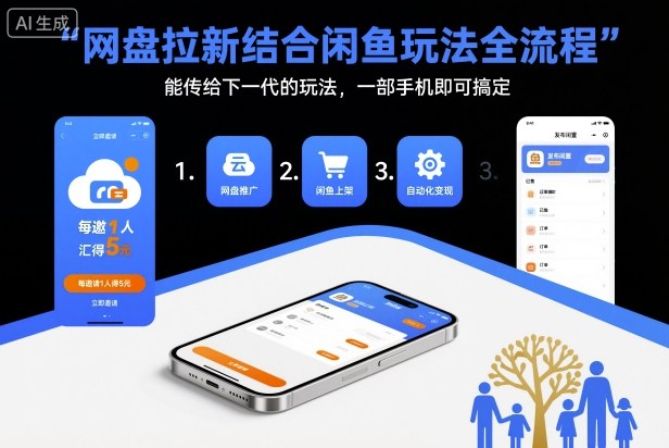 网盘拉新结合闲鱼玩法全流程，能传给下一代的玩法，一部手机即可搞定(附入口渠道以及实操教程)-保成圈-山云人力,分享创业咨询_最新网络项目资源