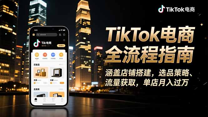 TikTok电商全流程指南，涵盖店铺搭建、选品策略、流量获取，单店月入过万-保成圈-山云人力,分享创业咨询_最新网络项目资源