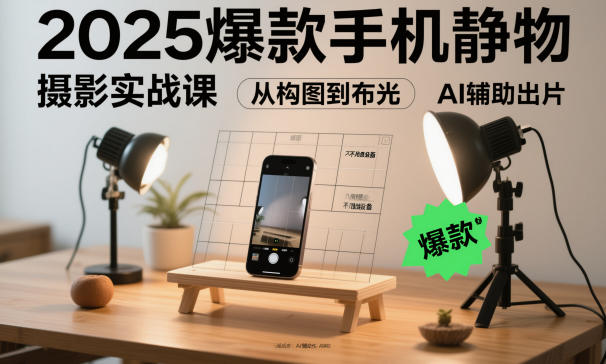 2025爆款手机静物摄影实战课，从构图到布光，不用贵设备，AI辅助出片-保成圈-山云人力,分享创业咨询_最新网络项目资源