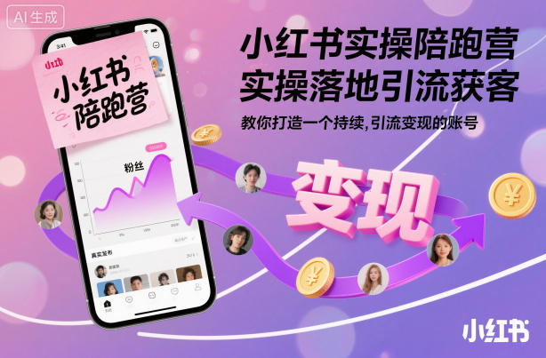 小红书实操陪跑营，实操落地引流获客，教你打造一个持续引流变现的账号-保成圈-山云人力,分享创业咨询_最新网络项目资源