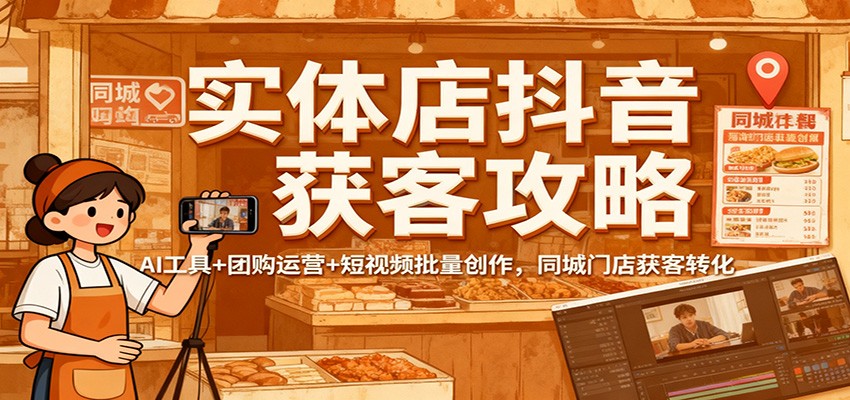 实体店抖音获客攻略：AI工具+团购运营+短视频批量创作，同城门店获客转化-保成圈-山云人力,分享创业咨询_最新网络项目资源