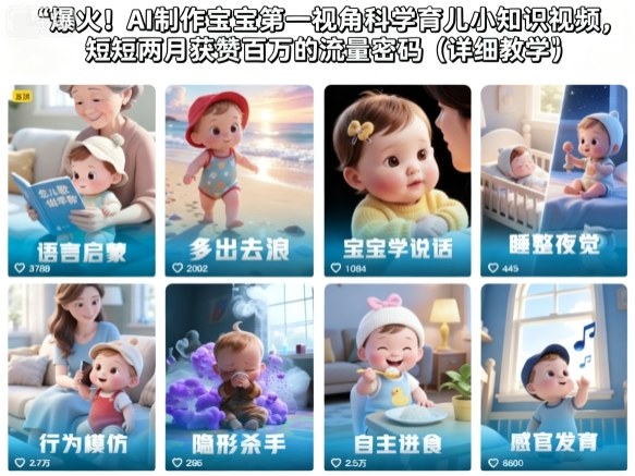 爆火！AI制作宝宝第一视角科学育儿小知识视频，短短两月获赞百万的流量密码(详细教学)-保成圈-山云人力,分享创业咨询_最新网络项目资源