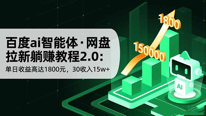 百度ai智能体·网盘拉新躺赚教程2.0：单日收益高达1800元，30收入15w+-保成圈-山云人力,分享创业咨询_最新网络项目资源