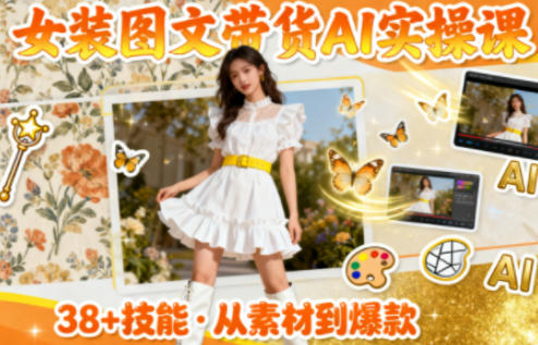 女装图文带货的AI实操课，覆盖38个实用技能，快速提升素材制作效率-保成圈-山云人力,分享创业咨询_最新网络项目资源