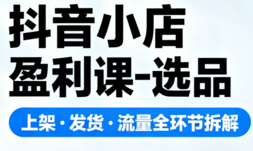 抖音小店盈利课-选品·上架·发货·流量全环节拆解-保成圈-山云人力,分享创业咨询_最新网络项目资源