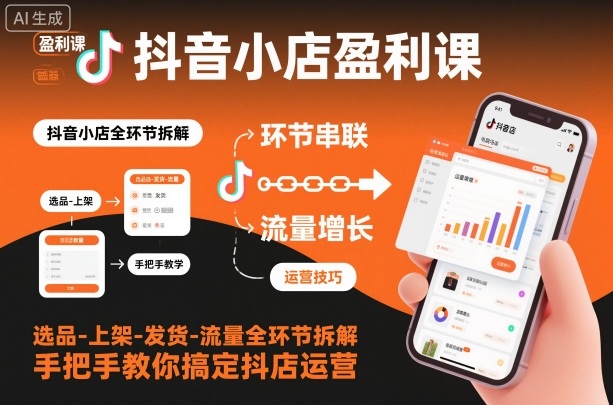 抖音小店盈利课-选品-上架-发货-流量全环节拆解，手把手教你搞定抖店运营-保成圈-山云人力,分享创业咨询_最新网络项目资源