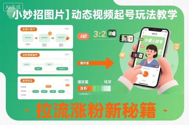 小妙招图片＋动态视频起号玩法教学，拉流涨粉新秘籍-保成圈-山云人力,分享创业咨询_最新网络项目资源