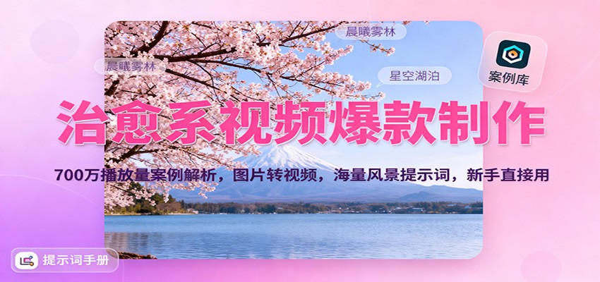 治愈系视频爆款制作，700万播放量案例解析，图片转视频，海量风景提示词，新手直接用-保成圈-山云人力,分享创业咨询_最新网络项目资源