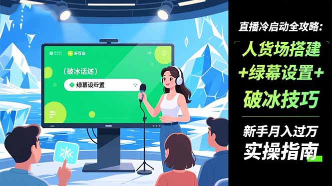 直播冷启动全攻略:人货场搭建+绿幕设置+破冰技巧，新手月入过万实操指南-保成圈-山云人力,分享创业咨询_最新网络项目资源